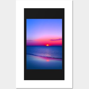 STUNNING PURPLE AND ORANGE OCEAN SUNSET Posters and Art